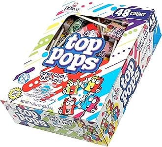 Top Pops Taffy Pops, 48 Pack, 4 Assorted Fruit Flavor Lollipops