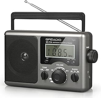 Portable Shortwave Radio with Best Reception,AM FM Transistor,LCD Display,Time Setting,Battery Operated by 4 D Cell Batteries or AC Power,Big Speaker,Earphone Jack for Gift,Elder,Home