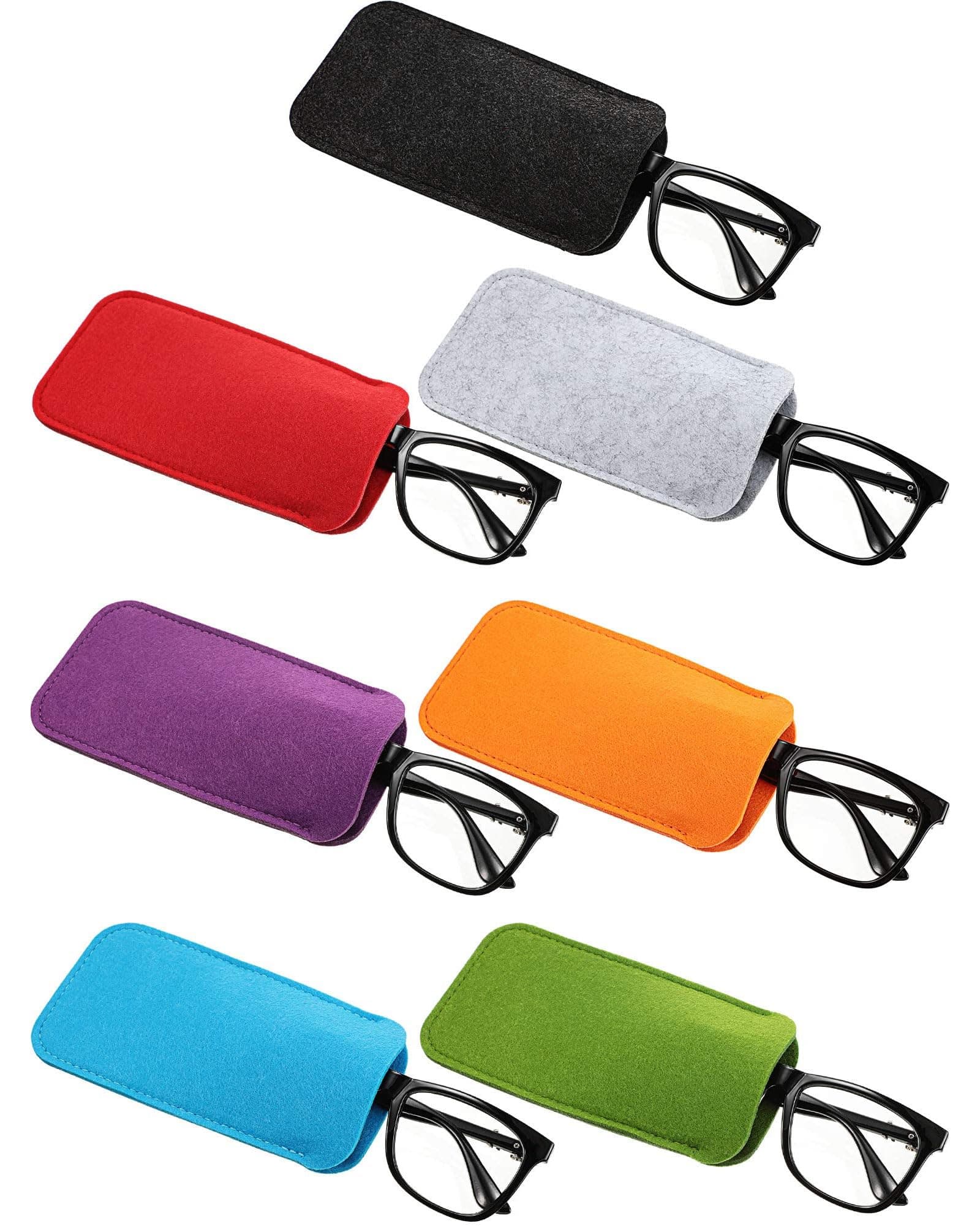 Frienda 7 Pack Soft Eyeglass Cases Reading Felt Glasses Case Slip in Portable Travel Cloth Sunglasses Storage Pouch Sleeve for Men Woman