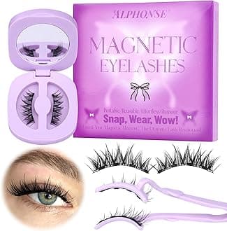Reusable Magnetic Eyelashes with Applicator Natural Look Magnetic Lashes with Clamp Double Sided Short Magnetic Eyelash without Eyeliner False Eyelashes Pestañas Postizas Magneticas by ALPHONSE
