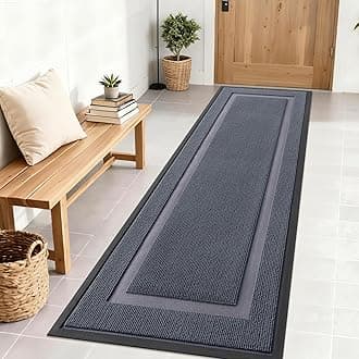 OLANLY Front Door Mat Indoor Outdoor Entrance, Waterproof All-Season, All-Weather Doormat, Sturdy Natural Rubber, Fade Resistant, Low Profile, Easy Clean Patio Porch Entryway Mat, 71x23, Light Grey