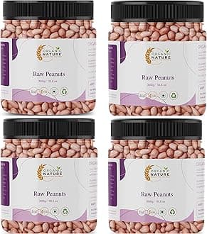 ORGANIC NATURE Raw Peanuts Jumbo Size Raw Peanut Desi Singdana Pack of 4 of 250 Grams Total 1 Kg Whole Groundnut Mungfalli dana Pure Sabut Mungfalli Jar Pack