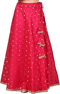 Studio Shringaar Women's Polyester Readymade Chanderi Silk Long Skirt Lahenga
