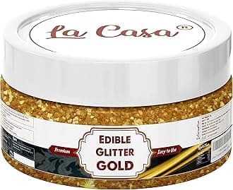 La Casa Premium Edible Glitter - Golden | Metallic Glitter Ideal for Cake Icing Decoration & Garnishing | 9gm |