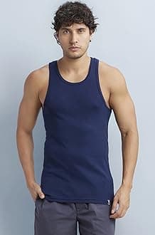 Jockey 9922 Men's Super Combed Cotton Rib Racer Back Styling Round Neck Gym Vest