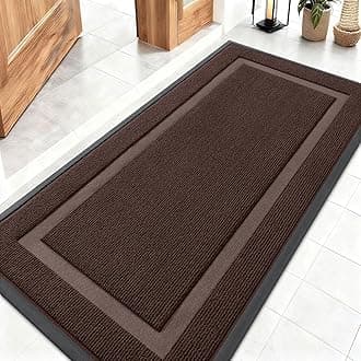 OLANLY Front Door Mat Indoor Outdoor Entrance, Waterproof All-Season, All-Weather Doormat, Sturdy Natural Rubber, Fade Resistant, Low Profile, Easy Clean Patio Porch Entryway Mat, 47x23, Dark Brown