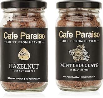 Cafe Paraiso Hazelnut Instant Premium Granule Flavored Arabica Coffee | Glass Bottle | 50g Combo | Rich & Aromatic Hazelnut Flavor