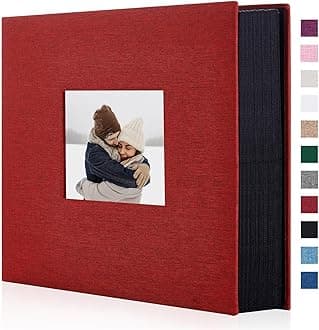 Artmag Fabric Photo Album 4x6 600 Large Capacity for Family Wedding Anniversary Linen Album Holds 600 Horizontal and Vertical Photos (600 Pockets, Red)