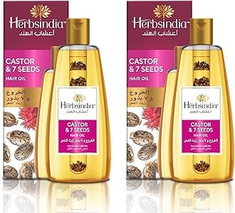 Castor & 7 Herbal Seeds Hair Oil With Nourish Tube | For Thicker & Softer Hair| Silicone & Paraben Free | All Hair Types| 180ml (Pack of 2)