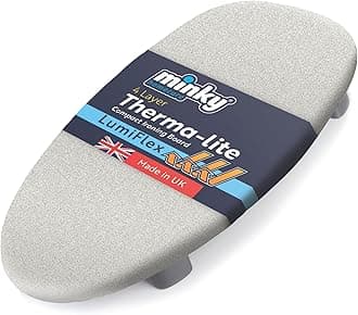 Table Top Ironing Board, Therma-lite Board, LumiFlex Cover, Compact Iron Table, Non-Slip Folding Legs, Lightweight, 70 x 34cm, UK Manufactured