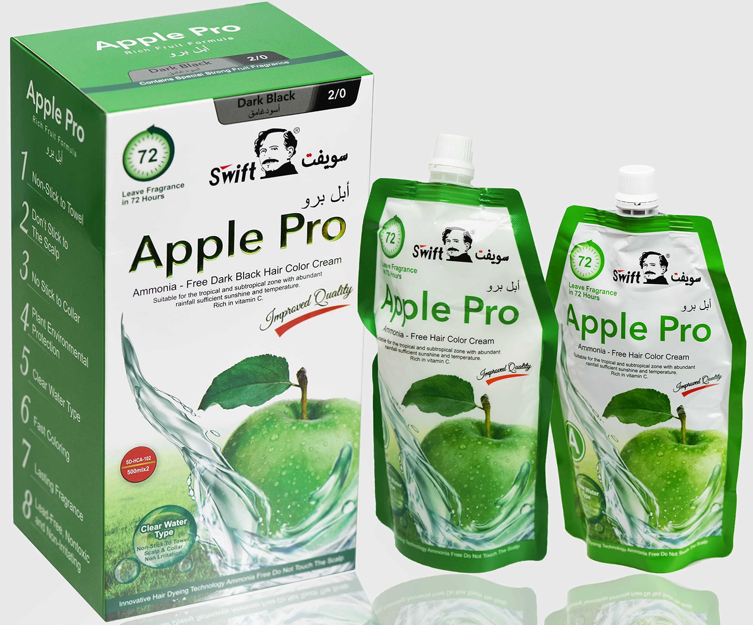 SWIFT Developed Apple 100% Gray Coverage Hair Dye, Dark Black Hair Color Cream 500ml (Dark Black)