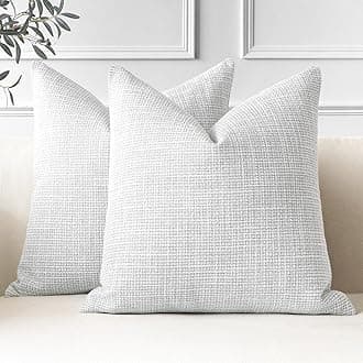 JOTOM Set of 2 Cushion Covers 45x45 cm Linen Light Grey Decorative Throw Pillow Covers 18x18 Inch Square Cushion Case Home Decor Pillowcases for Couch Sofa Living Room Bed (Light Grey)