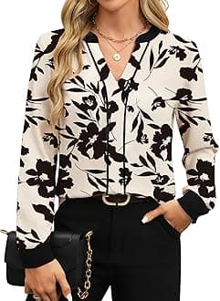 FayenneWomens Tops Dressy Casual V Neck Color Block Business Casual Blouses Long Sleeve Work Shirts Fall Trendy ClothesGlobal Recycled StandardGlobal Recycled StandardGlobal Recycled Standard