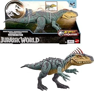 Jurassic World Gigantic Trackers Action Figure, Neovenator Dinosaur Toy with Attack Chomp, Evolving Head Crest & Digital Play