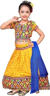 AHHAAAAKids Ethnic Cotton Blend Radha Dress Lehenga Choli Chania Choli Set For Baby Girls