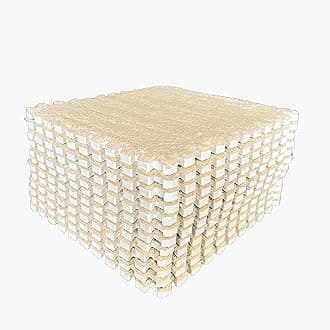 12pcs Tiled Puzzle Play Mats Interlocking Shaggy Soft EVA Foam Mats Protective Floor for Children Kids Room Home Parlor Bedroom(Khaki)