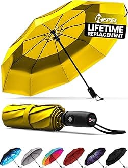 Windproof Travel Umbrellas for Rain - Easy Auto Open Close, Durable & Compact Umbrella, Strong Fiberglass Frame, Waterproof Canopy - Backpack, Purse, Portable Umbrella for Travel