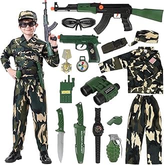 KodvinpArmy Costume for Boys, Halloween Costumes for Kids 3-12 with Accessories, Perfect for Halloween, Birthday Party, Career Day