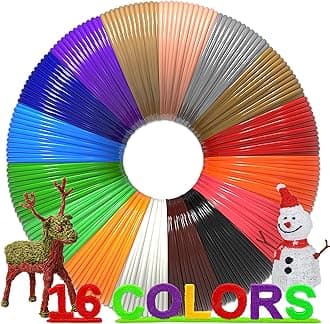 3D Pen Refills 1.75mm PLA Filament 640 Feet 16 Colors, Each Color 40ft, Bonus 250 Stencils eBooks, dikale 3D Pen Material