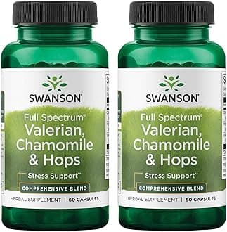 Valerian, Chamomile & Hops - Full Spectrum Herbal Supplement Promoting Relaxation & Comfort - Natural Formula Supporting Mind & Body Wellness - (60 Capsules) (2 Pack)