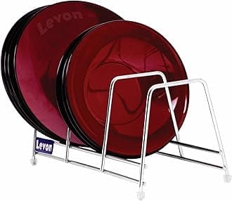 LEVON Stainless Steel Tray Stand/Dish Rack | Tiered Shelf Utensil Holder For Kitchen - Size (5 X 12.5 X 5 Inches)