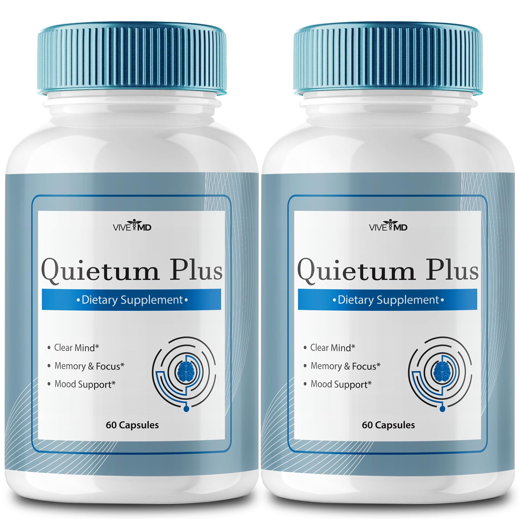 VIVE MD Quietum Plus Tinnitus Relief for Ringing Ears - Rapid Ear Ringing Relief, Clear Tinnitus, and Holistic Tinnitus Treatment with 60 Capsules per Bottle (2 Pack)