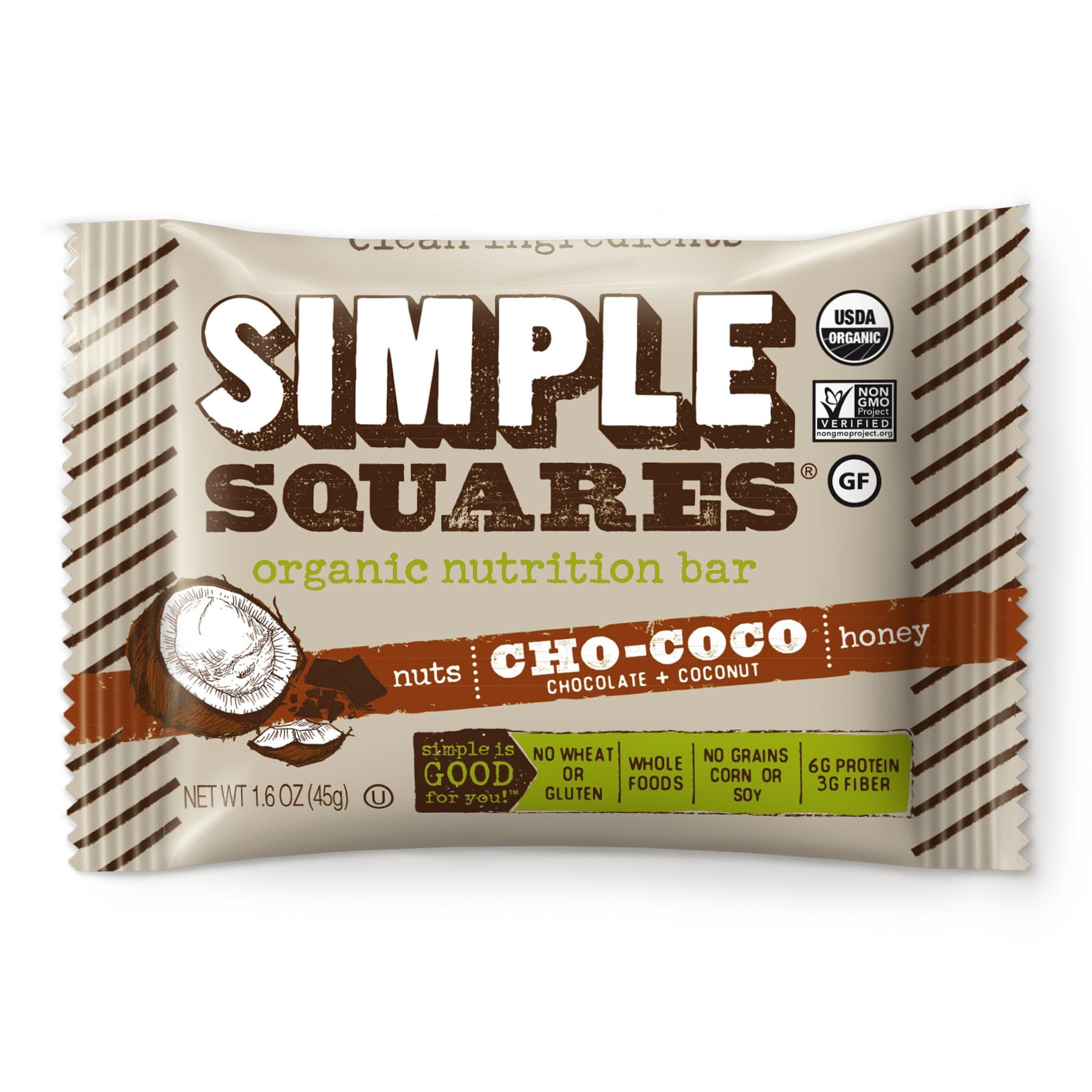 Simple Squares Paleo Protein Bars | Organic, Non GMO, No Dairy, Low Carb, Gluten Free Paleo Snacks Naturally Made For Paleo, and Low Sugar diets. (Cho-Coco Nuts & Honey - 12 Pack)