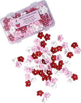 SWEET INSPIRATIONS Edible Cake Decoration Sprinkles Cupcake Toppers RED White Pink Flower- Small -80gm