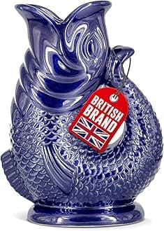 Glug Jug The Bubble Jug® Dark Cobalt Blue 1.5L Litre Extra Large Fish Shaped Decorative Ceramic Glugging Cocktail, Water and Gin Gurgling Pitcher