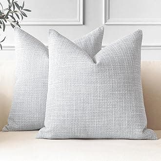 JOTOM Set of 2 Cushion Covers 40x40 cm Linen Blue Grey Decorative Throw Pillow Covers 16x16 Inch Square Cushion Case Home Decor Pillowcases for Couch Sofa Living Room Bed (Blue Grey)