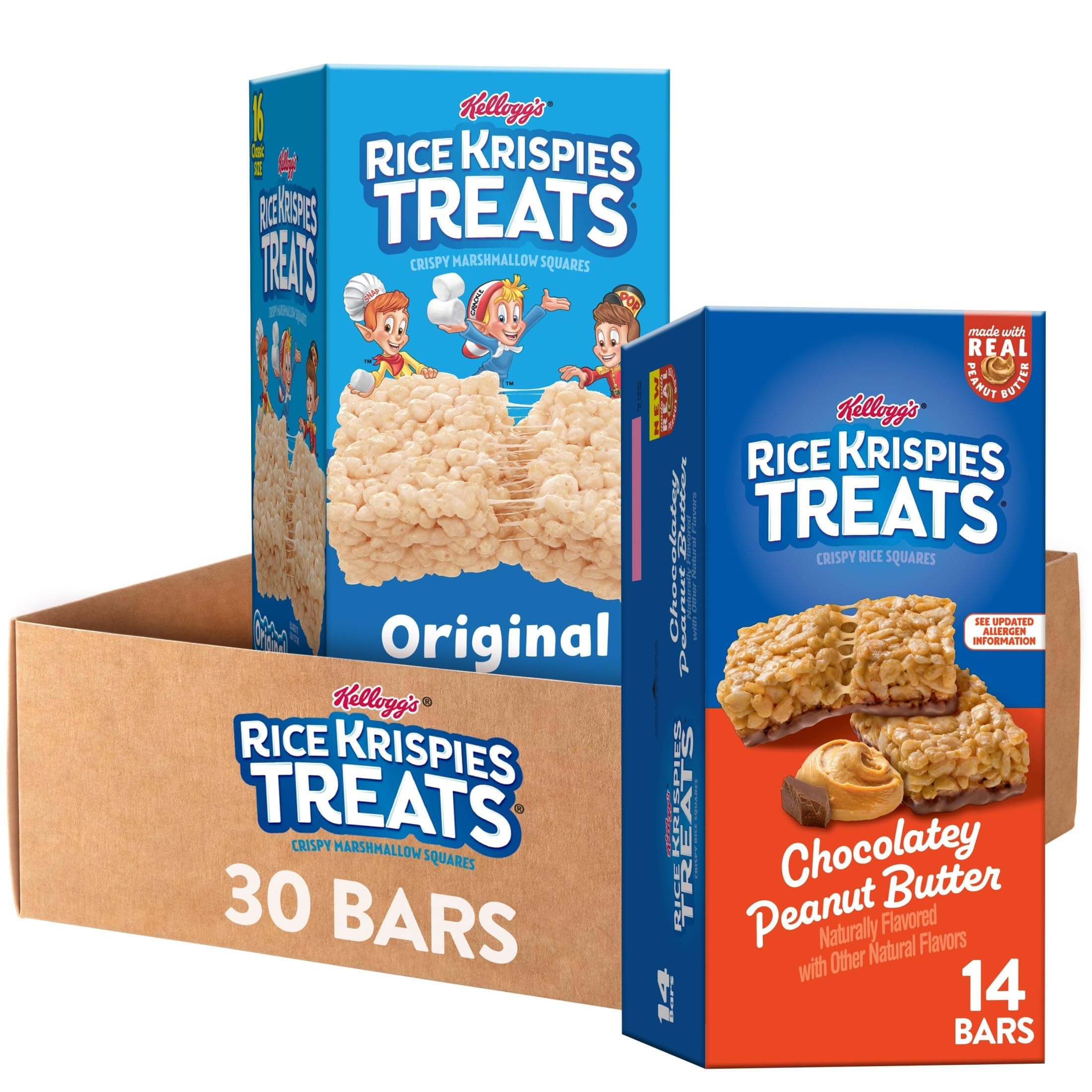 Crispy Rice Squares, Snack Bars, Variety Pack (2 Boxes, 30 Count)