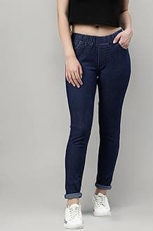 ADBUCKS Women's Slim Fit Mid Rise Jeggings -, Skinny, Wide Leg Jean, Elasticated