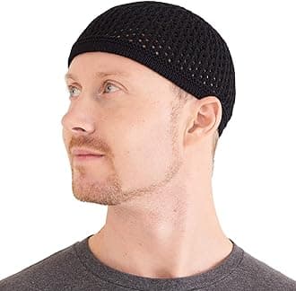 CHARM Knitted Cotton Skull Hat Kufi Islam Prayer Hat Crochet Mesh Skull Hat Beanie Men's Headgear for Any Season