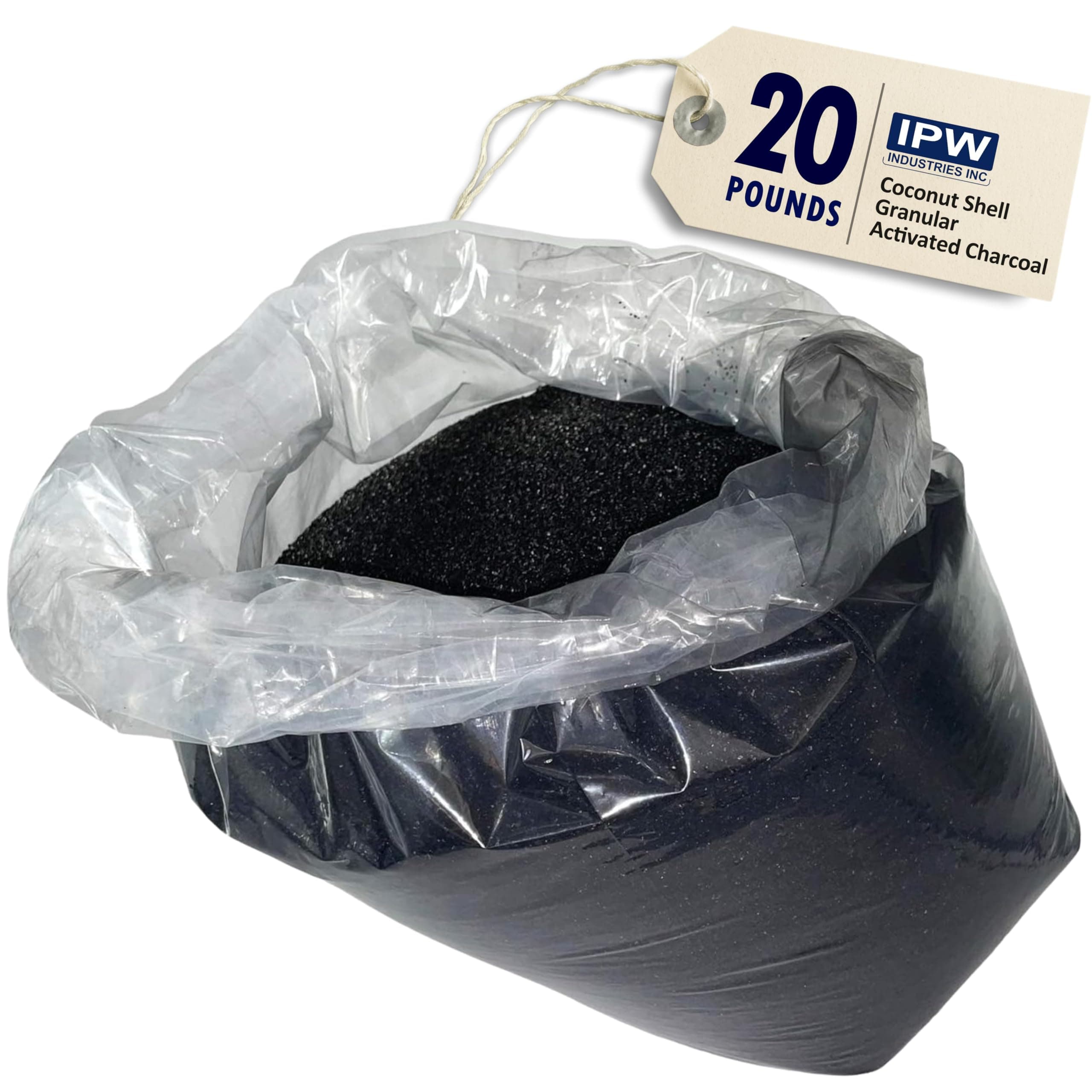 IPW Industries, Inc. - Bulk Activated Carbon - Coconut Shell Granular Activated Charcoal (GAC) for Water Filtration and Replacement Media (20lbs.)