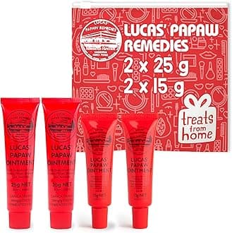 Lucas Pawpaw Lip Ointment, Lucas Pawpaw Cream, Lucas Pawpaw Ointment for Lips & Dry Skin (2x15 Gram plus 2x25 Gram)
