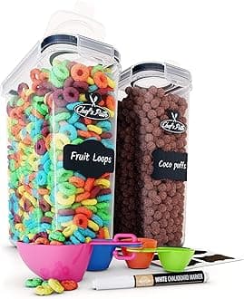 Airtight Food Storage Containers - Set of 2 (6 Liters) for Kitchen & Pantry - BPA Free for Rice, Cereal, Flour, Sugar - Bulk Food Storage - Big Cereal Container - Cereal Container Storage