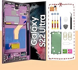 OLED for Samsung Galaxy S22 Ultra 5G LCD Display Screen Assembly Replacement for Samsung S22 Ultra Touch Digitizer Screen with Frame Toolkits S908U S908A US Version