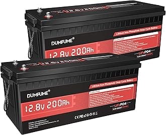 2 pack 12.8V 200Ah LiFePO4 Lithium Battery,2560Wh Capacity,Built-in 200A BMS, 15000+ Cycles,10-Year Lifespan, Ideal for RV, Solar Energy Storage,Trolling Motor and Off-Grid Camping