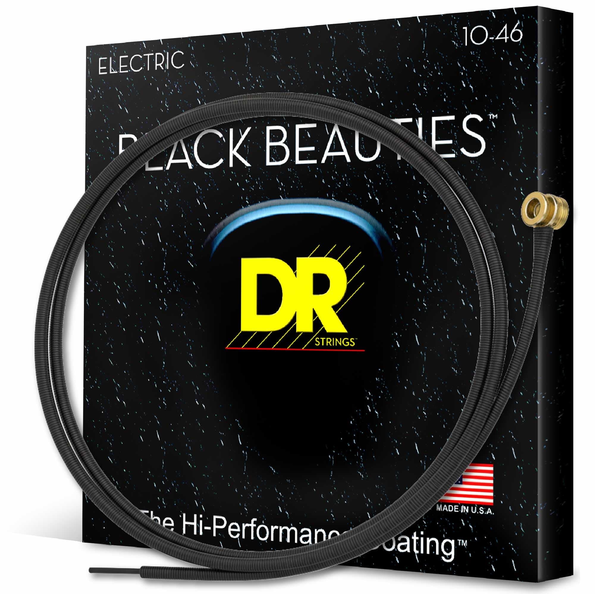 DR Strings BLACK BEAUTIES™ - BLACK Coloured Electric Guitar Strings: Medium 10-46
