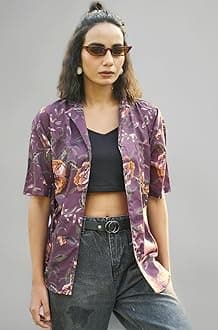 Leriya Fashion Women's Rayon Oversized Fit Crop Top Korean Style Long Sleeve Oversized Button Down | Workwear Top for Office & Casual Wear