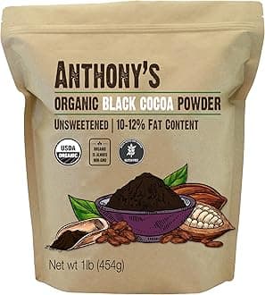 Anthony's Organic Black Cocoa Powder, 1 lb, Unsweetened, Dutch Processed, Gluten Free, Non GMO