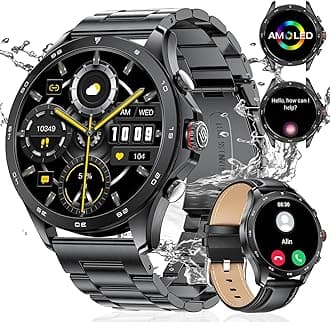 LIGE 1.43'' AMOLED Smart Watch for Men with 400mAh,Smartwatch for iOS Android,Dial Answer Calls Voice Assistant Health Monitor,100+ Sports Modes IP68 Waterproof Fitness Tracker Watch