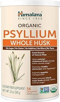 Himalaya Organic Psyllium Husk for Daily Fiber, Weight Management, Cholesterol and Blood Sugar Support, 12 oz, 56 Tablespoon Supply