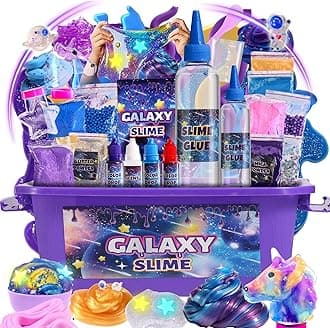 Cosmic Shimmer Slime Kit, Galaxy Glitter Slime with Unicorn Colors, Gift for Girls Dark Powder to Make Glitter & Galactic Slime, Fun Easter Gifts for Girls 8-12