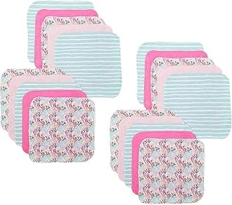 Spasilk Washcloth Wipes Set for Newborn Boys and Girls, Soft Terry Washcloth Set, Pack of 20, Pink Coral[Amazon-developed Certification] Compact by Design