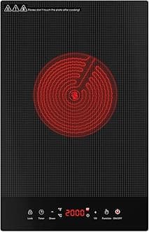 1800W Electric Cooktop, 12 Inch Infrared Single Burner Portable Stove 110-120V - Countertop Hot Plate with Timer & Child Safety Lock, Ideal for Home, Dorm, RV