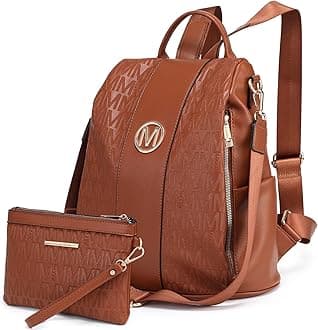 MKP COLLECTIONWomen Fashion Backpack Purse Multi Pockets Anti-Theft Rucksack Travel Shoulder Bag Handbag Set 2pcs