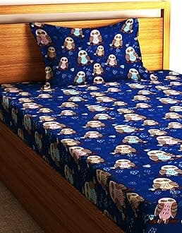 Home Sizzler 144TC Microfibre Kid's Owl Single Bedsheet with 1 Pillow Cover