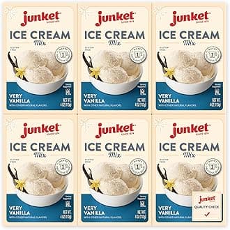 Junket Vanilla Ice Cream Mix: Old Fashioned Homemade Ice Cream for Ice Cream Maker or Hand Stir - Just Add Milk and Cream, Chill, and Enjoy. Quick and Easy! 4 oz Box (Pack of 6)
