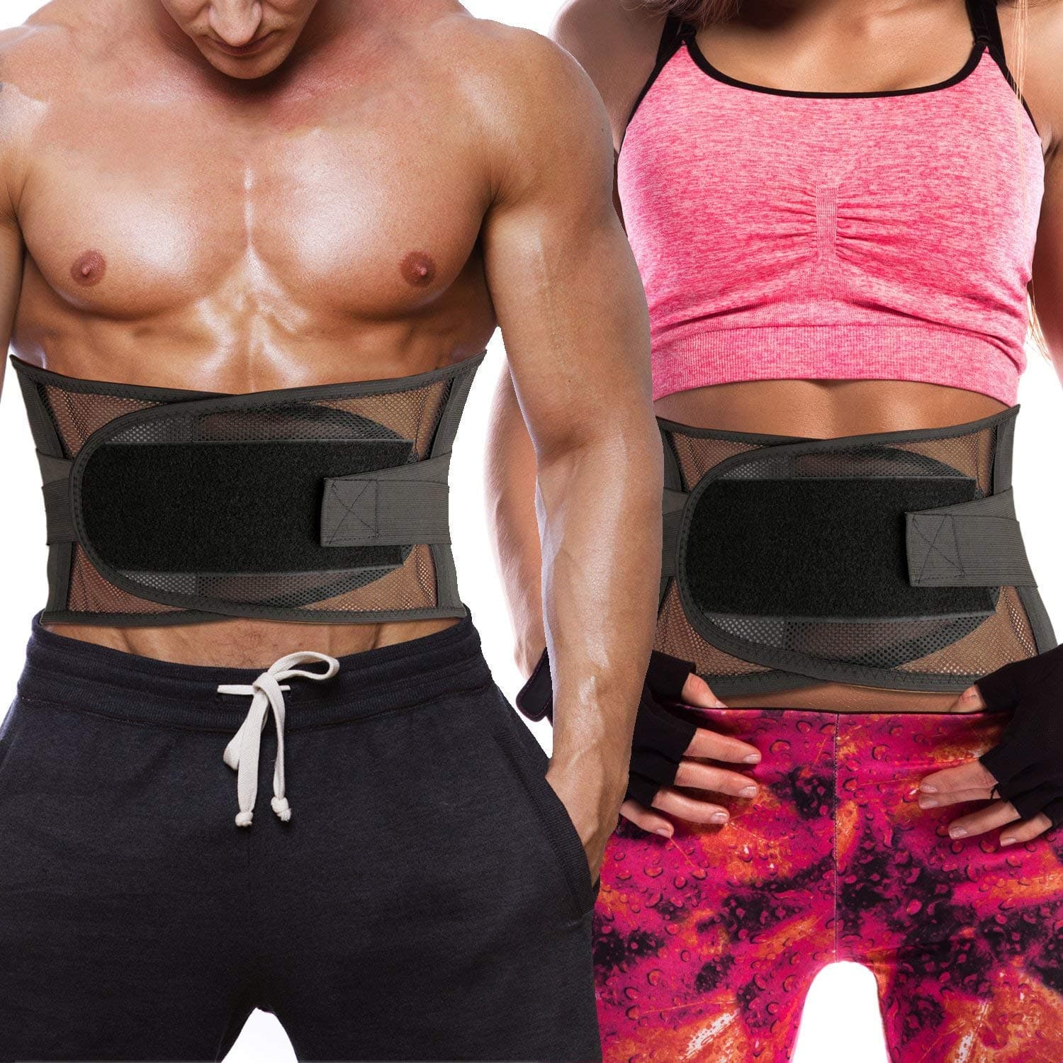 Runflory Lumbar Lower Back Brace Support Belt, Unisex 4 Splints Stabilizing Waist Back Braces with Dual Adjustable Straps, Breathable Mesh Panels for Men Women Lower Back Pain Relief, Perfect Posture